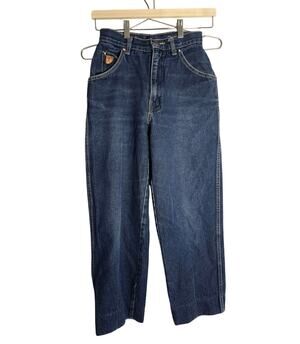 Vintage 90s Zena Girls 7 Made USA Medium Wash Baggy Straight Leg Jeans Denim